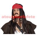 Perruque Jack Sparrow avec bandana,moustache et barbe