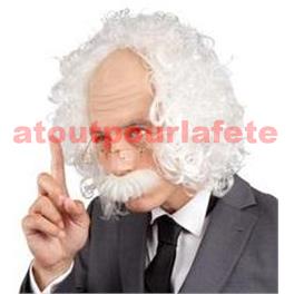 Perruque de Savant fou avec moustache et lunettes Perruque de Savant fou avec moustache et lunettes
