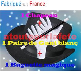 SET MAGICIEN ADULTE CHAPEAU ET BAGUETTE