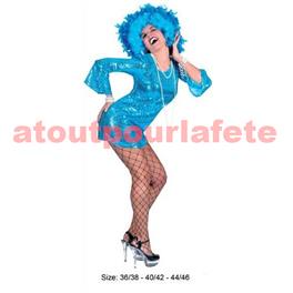 Robe Disco paillettes Bleu (F)