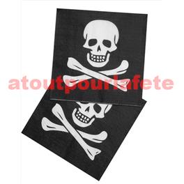 Lot de 12 serviettes "Pirate" 33X33cms Lot de 12 serviettes "Pirate" 33X33cms