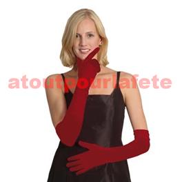 Gant satin plissé rouge 60cms (la paire) Gant satin plissé rouge 60cms (la paire)