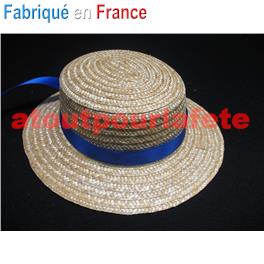 Canotier en paille naturelle Luxe, Ruban satin couleur Canotier en paille naturelle Luxe, Ruban satin couleur