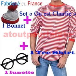 Set Ou est Charlie "Chapeau+Tee Shirt,Déssin Animé,Série, Set Ou est Charlie "Chapeau+Tee Shirt,Déssin Animé,Série,