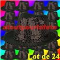 LOT A PRIX PRO: 24 Borsalinos Disco Sequin Paillettes Noir