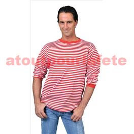 Tee Shirt rayé blanc-rouge (H) Tee Shirt rayé blanc-rouge (H)