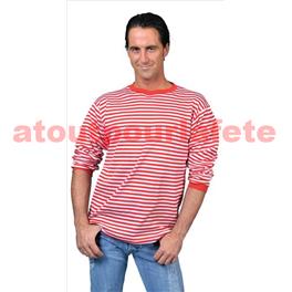 Tee Shirt rayé blanc-rouge (H) 