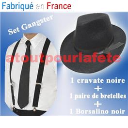 Set de Déguisement Gangster, Al Capone, Prohibition 3 Pièces Set de Déguisement Gangster, Al Capone, Prohibition 3 Pièces