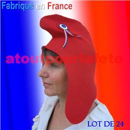 Lot de 24 Bonnets Phrygien, chapeau révolutionnaire (feutrine)