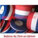 Bobine de 25m de Ruban tricolore 50mm (viscose)