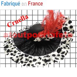 Capeline de Cruella d'Enfer en peau de Dalmtien (Factice)