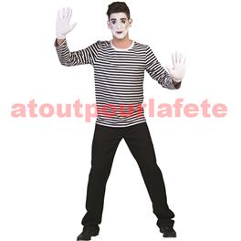 Tee Shirt "Mime Marceau" rayé blanc-noir Tee Shirt "Mime Marceau" rayé blanc-noir