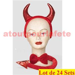 Lot de 24 Set de déguisement Diable (3pièces)