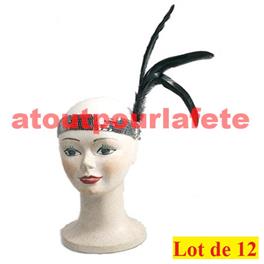 LOT DE 12 Bandeaux Charleston pailletés (avec plume) LOT DE 12 Bandeaux Charleston pailletés (avec plume)