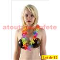 LOT DE 12 Collier de fleurs Hawaïen multicolore (Tissu)