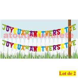 Lot de 2 guirlandes "Joyeux Anniversaire" Lot de 2 guirlandes "Joyeux Anniversaire"