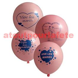 Sac de 10 ballons rose  "Vive les Mariés", Ø 30cm  