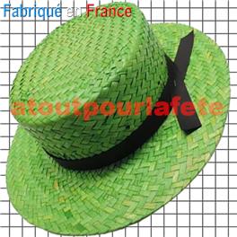 Canotier en paille couleur verte