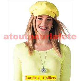 Lot de 6 Colliers Boule disco à facettes 4cms