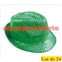 LOT A PRIX PRO: 24 Borsalino Disco Sequins Paillettes Vert