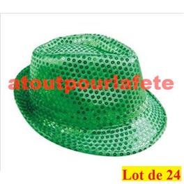 Lot de 24 Borsalino Disco Sequin Paillettes Vert Lot de 24 Borsalino Disco Sequin Paillettes Vert