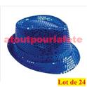 LOT A PRIX PRO: 24 Borsalino Disco Sequin Paillettes Bleu