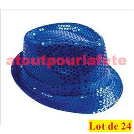 Lot de 24 Borsalino Disco Sequin Paillettes Bleu Lot de 24 Borsalino Disco Sequin Paillettes Bleu