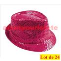 Lot de 24 Borsalino Disco Sequin Paillettes Fuchsia