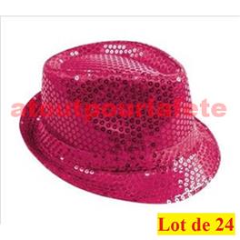 Lot de 24 Borsalino Disco Sequin Paillettes Fuchsia Lot de 24 Borsalino Disco Sequin Paillettes Fuchsia