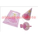 Sachet goûter princesse rose - 4 chapeaux, 4 ss gênes et 4 sachets plastique