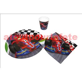 Lot de 6 Assiettes carton Voiture - 22cm Lot de 6 Assiettes carton Voiture - 22cm