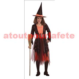 Déguisement de Sorcière Araignée Orange et Noire Déguisement de Sorcière Araignée Orange et Noire