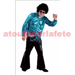 Chemise disco métallisée - turquoise - taille unique