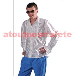 Chemise Disco blanche à jabot, 50/52 54/56 Chemise Disco blanche à jabot, 50/52 54/56