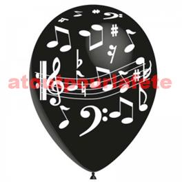 Pochette de 8 Ballons Ø30cm "Musique (impréssion tout autour) Pochette de 8 Ballons Ø30cm "Musique (impréssion tout autour)