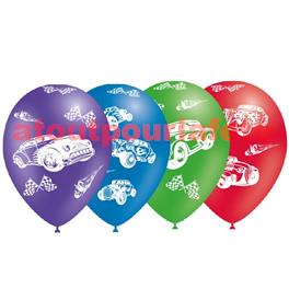 Pochette de 8 Ballons Ø30cm "Voiture" (impréssion tout autour)