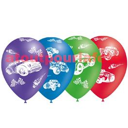Pochette de 8 Ballons Ø30cm "Voiture" (impréssion tout autour)