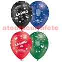 Pochette de 8 Ballons Ø30cm "Casino" (impréssion tout autour)