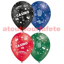 Pochette de 8 Ballons Ø30cm "Casino" (impréssion tout autour)