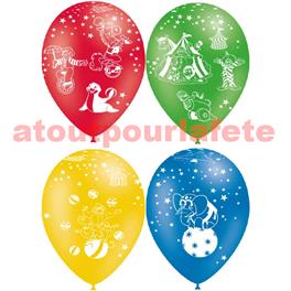 Pochette de 8 Ballons Ø30cm "Cirque" (impréssion tout autour) Pochette de 8 Ballons Ø30cm "Cirque" (impréssion tout autour)