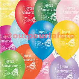 Ballons Joyeux Anniversaire (sac de 100) Ø29cms