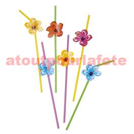 Lot de 6 pailles chalumeaux "Hibiscus" 24cms Lot de 6 pailles chalumeaux "Hibiscus" 24cms