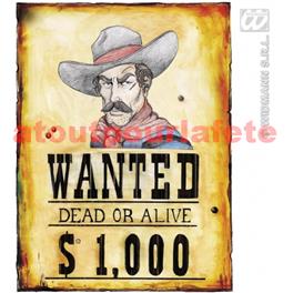 Décoration Western Wanted 38x50cm Décoration Western Wanted 38x50cm
