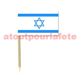 blister de 50 Mini drapeaux Israel 3 x 5cm, pic apéro, cocktail,