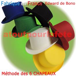 Chapeau Haut de forme "Méthode Edward de Bono", les 6 Chapeaux