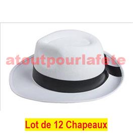 LOT A PRIX PRO: 12 Chapeaux Borsalino blanc, Gangster, Prohibition, Mafia, 