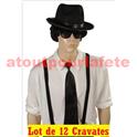 LOT A PRIX PRO: 12 Cravates noire de Blues Brothers, Gangster, Mafieux, Chauffeur 