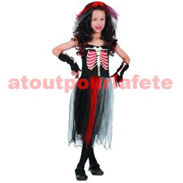 Costume enfant luxe robe squelette longue - S - M - L Costume enfant luxe robe squelette longue - S - M - L