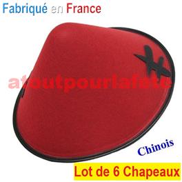 LOT A PRIX PRO: 6 Chapeaux Chinois luxe bordé (feutre)