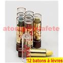 Boite de 12 tubes Baton à lèvres pailleté ou irisé